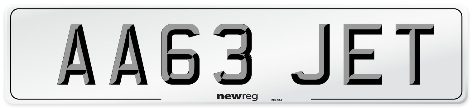 AA63 JET Number Plate from New Reg